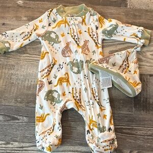 Baby Essentials Safari Print Footie and Hat Set